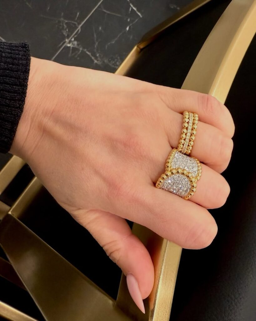 Simply stunning, no words needed - 18kt Yellow Gold Beaded Pave Ring- 18kt Yellow Gold Ball Diamond Pavé Ring#ringgoal #yellowgold #finejewellery #jewellerylover #effortlesschic#elevatedstyle #classiccreationsje (1)