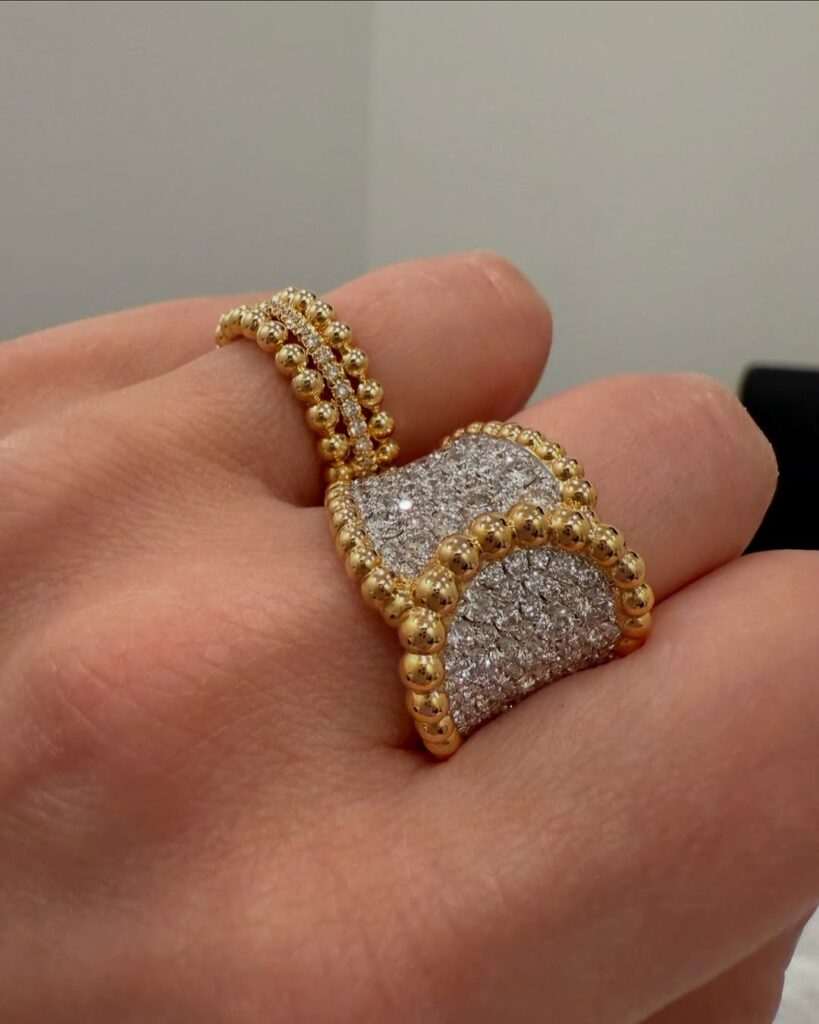 Simply stunning, no words needed - 18kt Yellow Gold Beaded Pave Ring- 18kt Yellow Gold Ball Diamond Pavé Ring#ringgoal #yellowgold #finejewellery #jewellerylover #effortlesschic#elevatedstyle #classiccreationsjewell