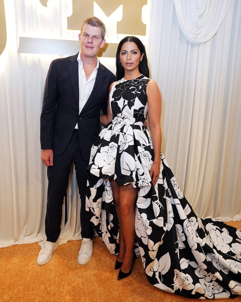 Camila Alves McConaughey @camilamcconaughey wears a Carolina Herrera Spring 25 floral-print high-low gown at the 2025 Mack, Jack & McConaughey Gala. Styled by @shionatImage by @lizkreutz (1)