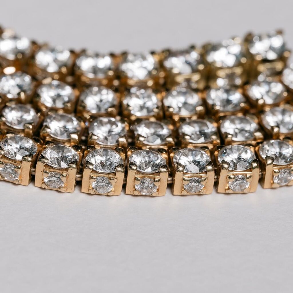 Triple Tennis Chain, diamond set on three sides. Made in 18ct rose gold #bobbywhite #tennischain #jewelry #jewellery (1)